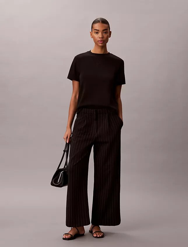 Ponte-Streifen-Hose mit weitem Bein Ponte-Streifen-Hose mit weitem Bein
