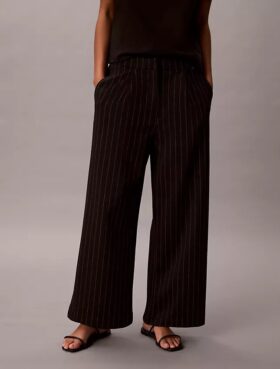 Ponte-Streifen-Hose mit weitem Bein