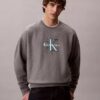 Premium-Frottee-Sweatshirt „Monologo“ in lockerer Passform