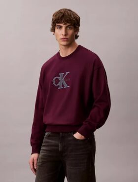 Premium-Frottee-Sweatshirt „Monologo“ in lockerer Passform