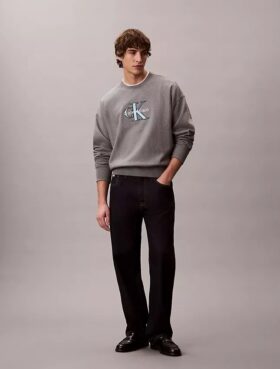Premium-Frottee-Sweatshirt „Monologo“ in lockerer Passform
