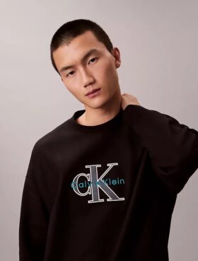 Premium-Frottee-Sweatshirt „Monologo“ in lockerer Passform Premium-Frottee-Sweatshirt „Monologo“ in lockerer Passform