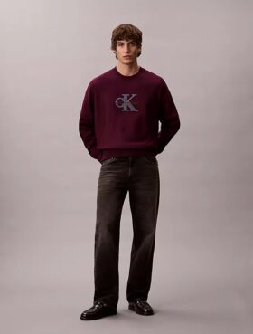 Premium-Frottee-Sweatshirt „Monologo“ in lockerer Passform