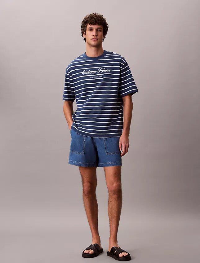 Pull-On-Shorts aus Denim-Leinen-Mischung Pull-On-Shorts aus Denim-Leinen-Mischung