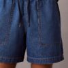 Pull-On-Shorts aus Denim-Leinen-Mischung Pull-On-Shorts aus Denim-Leinen-Mischung