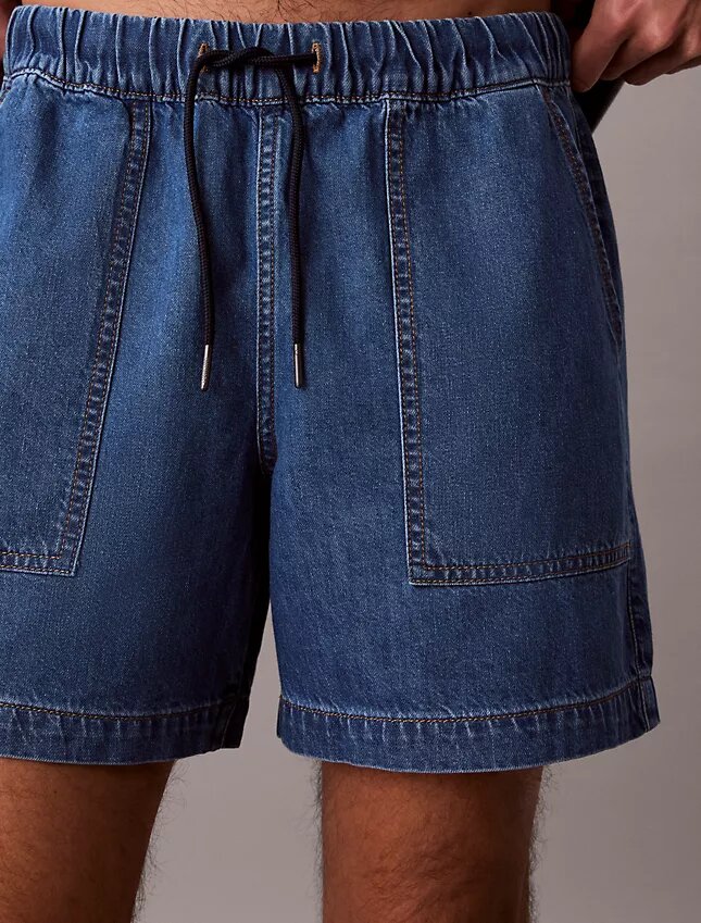 Pull-On-Shorts aus Denim-Leinen-Mischung Pull-On-Shorts aus Denim-Leinen-Mischung