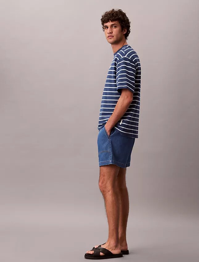 Pull-On-Shorts aus Denim-Leinen-Mischung Pull-On-Shorts aus Denim-Leinen-Mischung