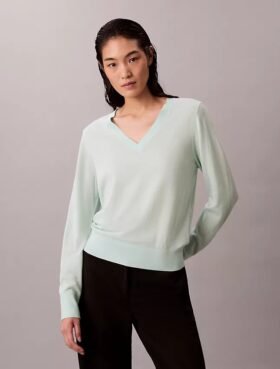 Pullover aus Merinowolle mit V-Ausschnitt