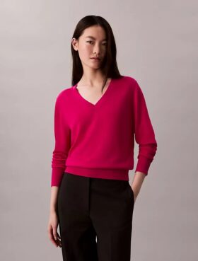 Pullover aus Merinowolle mit V-Ausschnitt