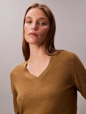 Pullover aus Merinowolle mit V-Ausschnitt