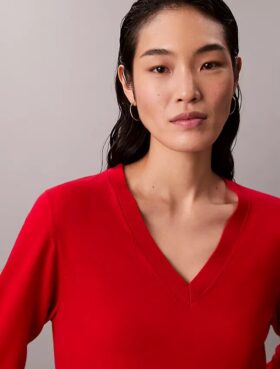 Pullover aus Merinowolle mit V-Ausschnitt