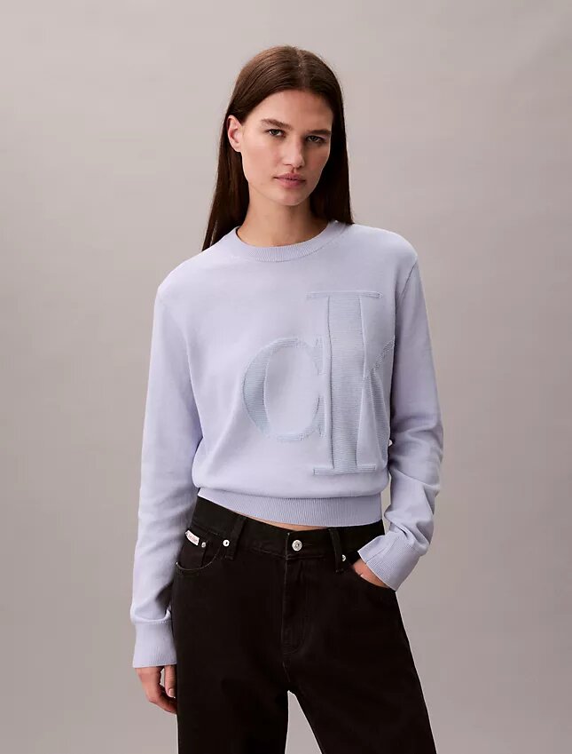 Pullover mit Monogram aus glatter Baumwollchenille Pullover mit Monogram aus glatter Baumwollchenille