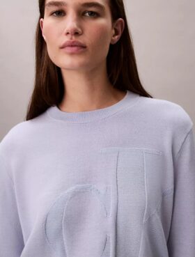 Pullover mit Monogram aus glatter Baumwollchenille