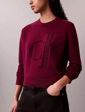 Pullover mit Monogram aus glatter Baumwollchenille