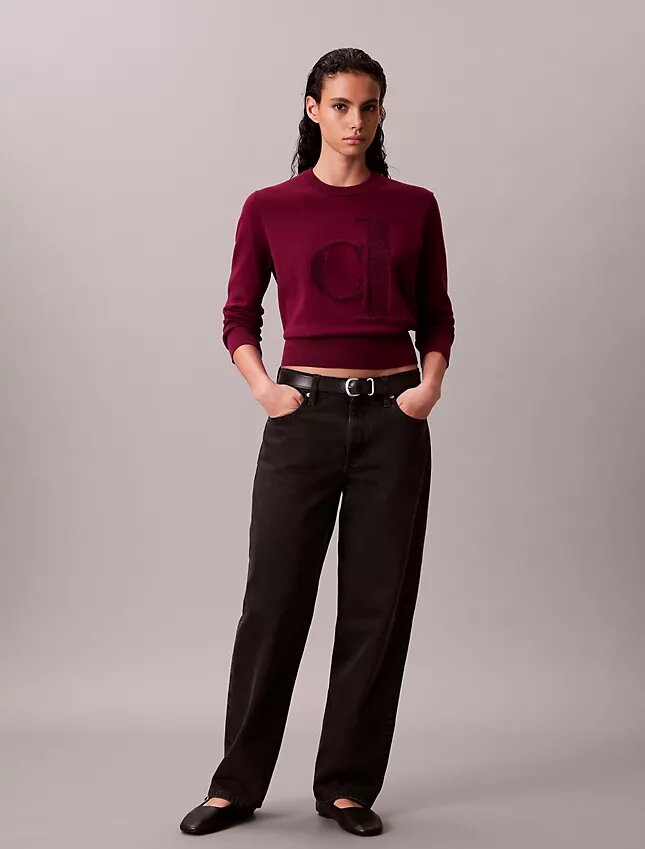Pullover mit Monogram aus glatter Baumwollchenille Pullover mit Monogram aus glatter Baumwollchenille