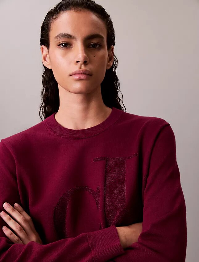 Pullover mit Monogram aus glatter Baumwollchenille Pullover mit Monogram aus glatter Baumwollchenille