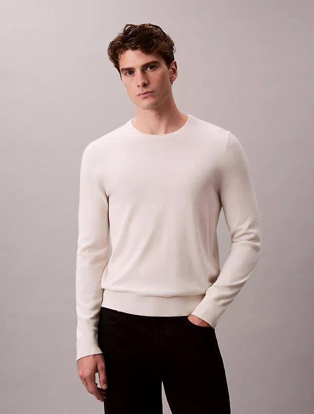 Pullover mit Rundhalsausschnitt aus extrafeiner Merinomischung Pullover mit Rundhalsausschnitt aus extrafeiner Merinomischung