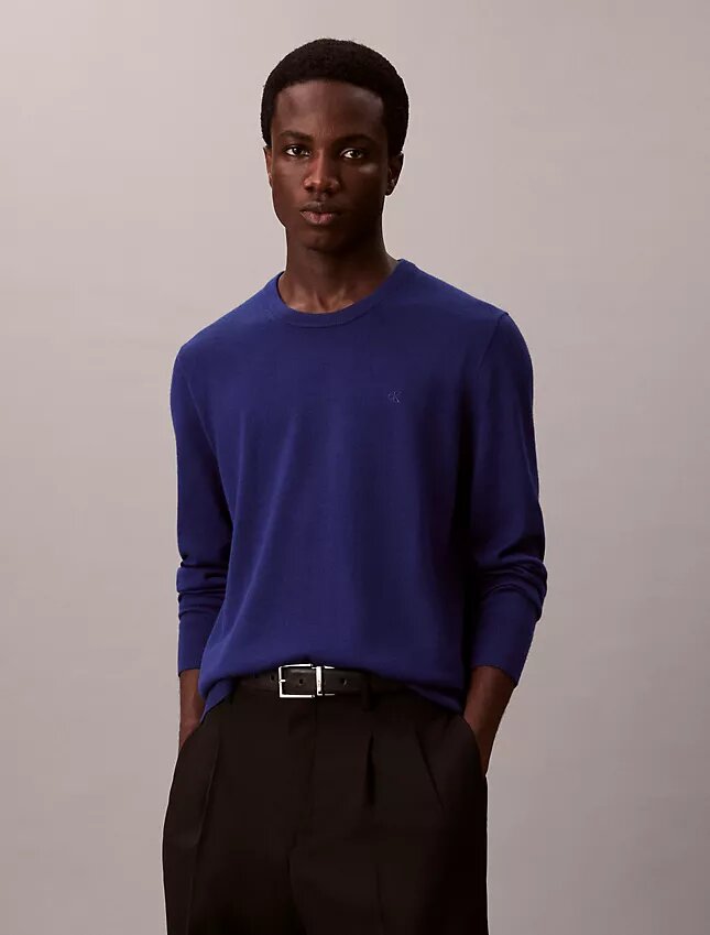 Pullover mit Rundhalsausschnitt aus extrafeiner Merinomischung Pullover mit Rundhalsausschnitt aus extrafeiner Merinomischung