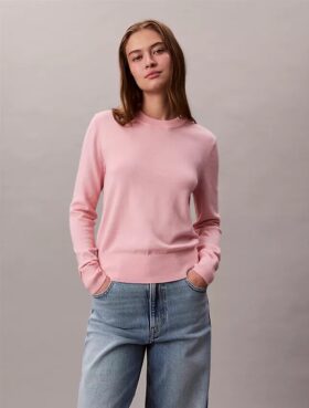 Pullover mit Rundhalsausschnitt aus extrafeiner Merinomischung Pullover mit Rundhalsausschnitt aus extrafeiner Merinomischung