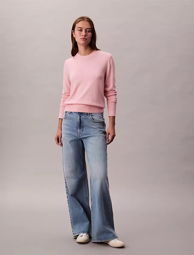 Pullover mit Rundhalsausschnitt aus extrafeiner Merinomischung Pullover mit Rundhalsausschnitt aus extrafeiner Merinomischung