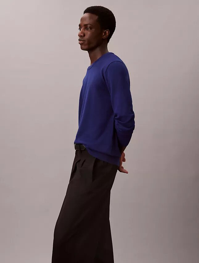 Pullover mit Rundhalsausschnitt aus extrafeiner Merinomischung Pullover mit Rundhalsausschnitt aus extrafeiner Merinomischung