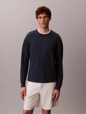 Pullover mit Rundhalsausschnitt aus Leinenmischung