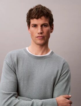 Pullover mit Rundhalsausschnitt aus Leinenmischung