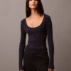 Pullover mit U-Ausschnitt und Rippstrick