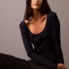 Pullover mit U-Ausschnitt und Rippstrick