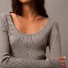 Pullover mit U-Ausschnitt und Rippstrick