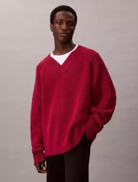 Pullover mit V-Ausschnitt aus Merinowollmischung