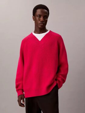 Pullover mit V-Ausschnitt aus Merinowollmischung