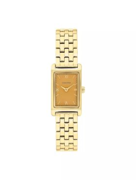 Rechteckige Zifferblatt-Armbanduhr mit Gliederarmband