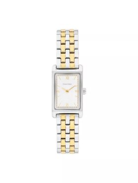 Rechteckige Zifferblatt-Armbanduhr mit Gliederarmband