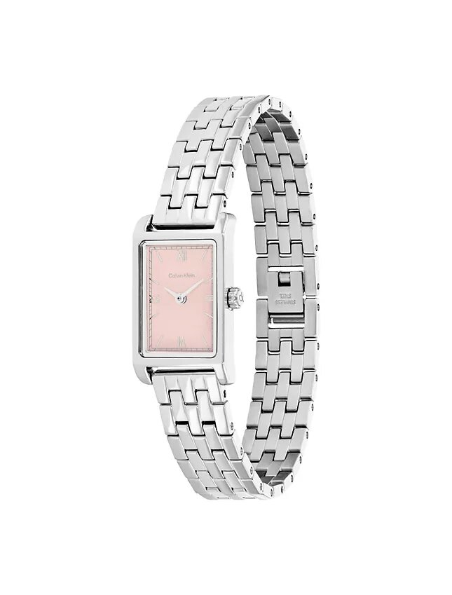 Rechteckige Zifferblatt-Armbanduhr mit Gliederarmband Rechteckige Zifferblatt-Armbanduhr mit Gliederarmband