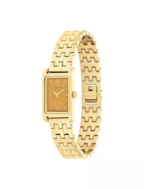 Rechteckige Zifferblatt-Armbanduhr mit Gliederarmband