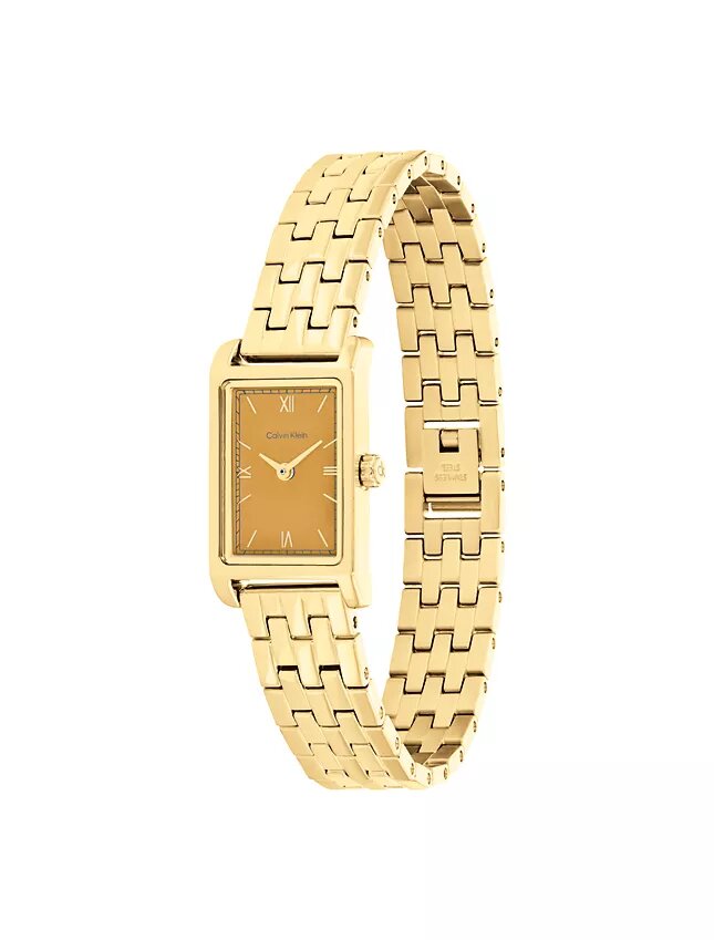 Rechteckige Zifferblatt-Armbanduhr mit Gliederarmband Rechteckige Zifferblatt-Armbanduhr mit Gliederarmband
