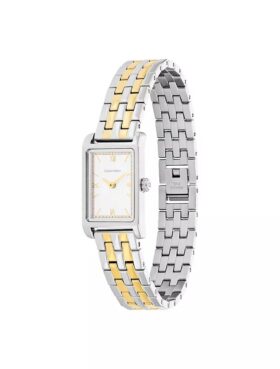 Rechteckige Zifferblatt-Armbanduhr mit Gliederarmband