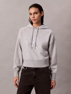 Relaxed-Hoodie mit Pailletten-Monogramm aus Fleece