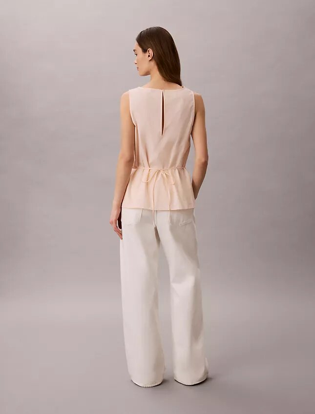 Ärmellose Bluse aus Baumwollpopeline Ärmellose Bluse aus Baumwollpopeline