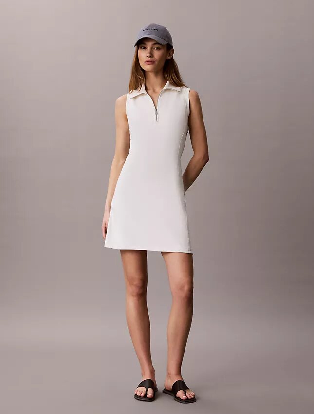 Ärmelloses Kleid aus French Terry mit 1/4-Reißverschluss Ärmelloses Kleid aus French Terry mit 1/4-Reißverschluss