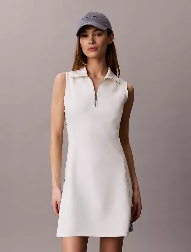 Ärmelloses Kleid aus French Terry mit 1/4-Reißverschluss Ärmelloses Kleid aus French Terry mit 1/4-Reißverschluss
