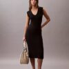 Ärmelloses Midi-Strickkleid