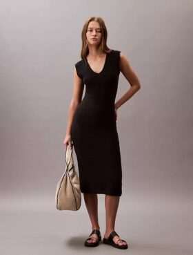 Ärmelloses Midi-Strickkleid