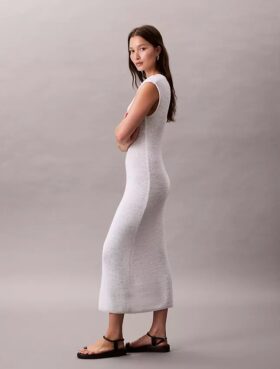 Ärmelloses Midi-Strickkleid
