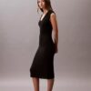 Ärmelloses Midi-Strickkleid