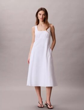 Ärmelloses Midikleid aus Baumwollpopeline