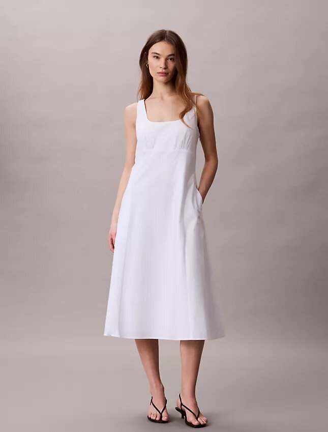 Ärmelloses Midikleid aus Baumwollpopeline Ärmelloses Midikleid aus Baumwollpopeline