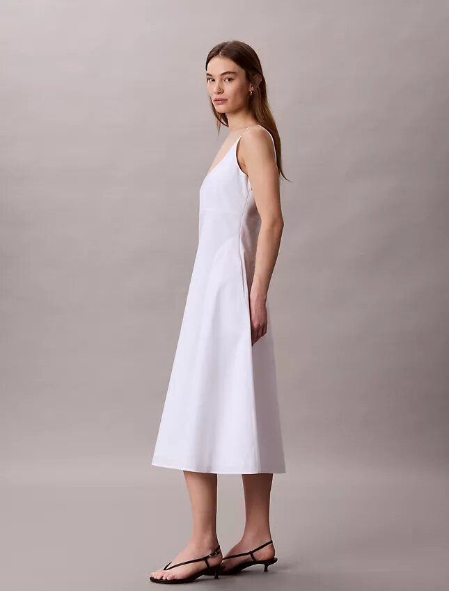 Ärmelloses Midikleid aus Baumwollpopeline Ärmelloses Midikleid aus Baumwollpopeline