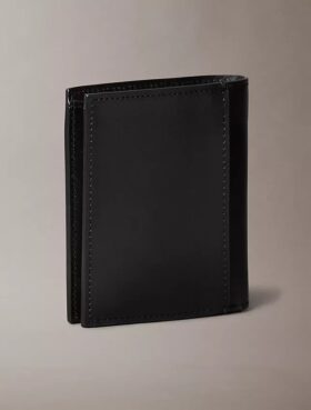 Schlanke Geldbörse mit Leder-Logo-Plakette